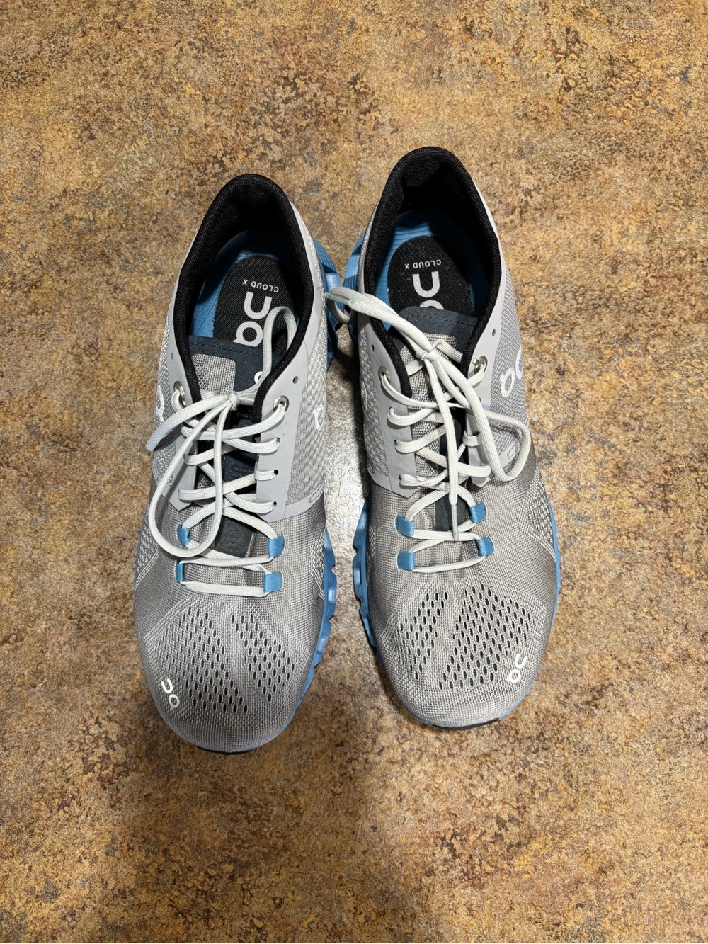On Running Cloud X Men's Athletic Shoes - Gray with Blue Accents